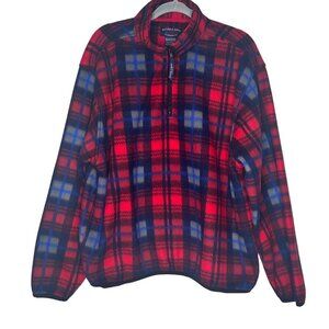 Vintage Sutter & Grant Red Plaid Pullover Fleece Men's L Half-Zip Cozy Winter